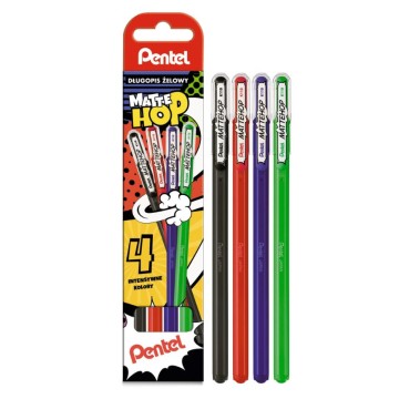 Długopisy żelowe PENTEL MATTEHOP 1,0mm [4] ABCD