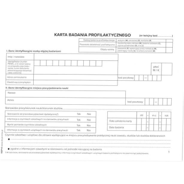 Druk- Karta badania profilaktycznego [100]