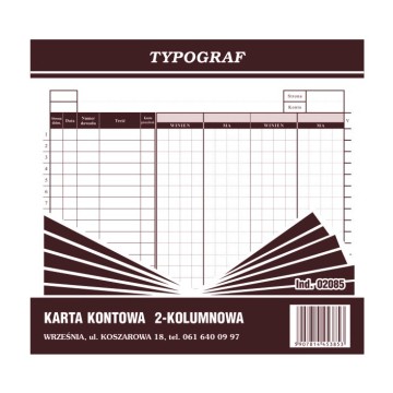 Druk- Karta kont-finansowa K-283 TYPOGRAF