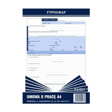 Druk- Umowa o pracę A4 TYPOGRAF