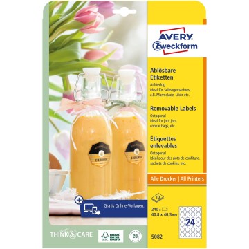 Etykiety usuwalne na butelki AVERY 40,8x40,3 mm