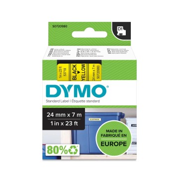Taśma DYMO D1 24mm/7m czarne na żółtym
