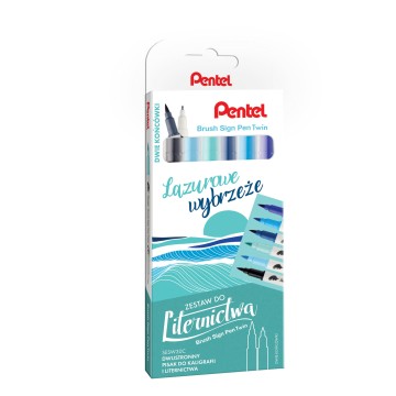 Zestaw PENTEL do LETTERINGU dwustr. [6] LAZUROWE W