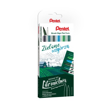 Zestaw PENTEL do LETTERINGU dwustr. [6] ZIELONE