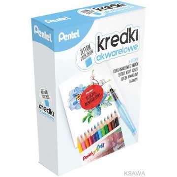 Zestaw PENTEL kredki akwarelowe [12] + blok